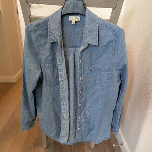 Blue Striped Women's Button Up Long-Sleeved Shirt